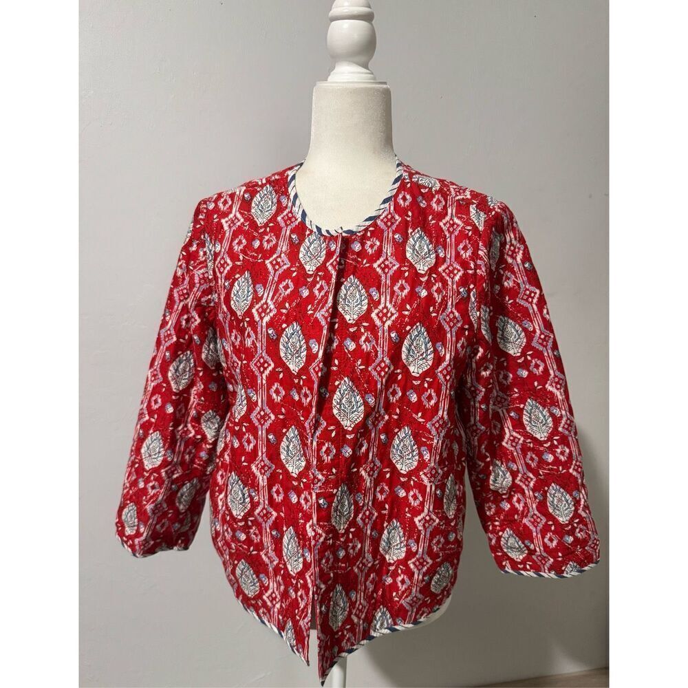 J. Jill mixed print open front jacket M